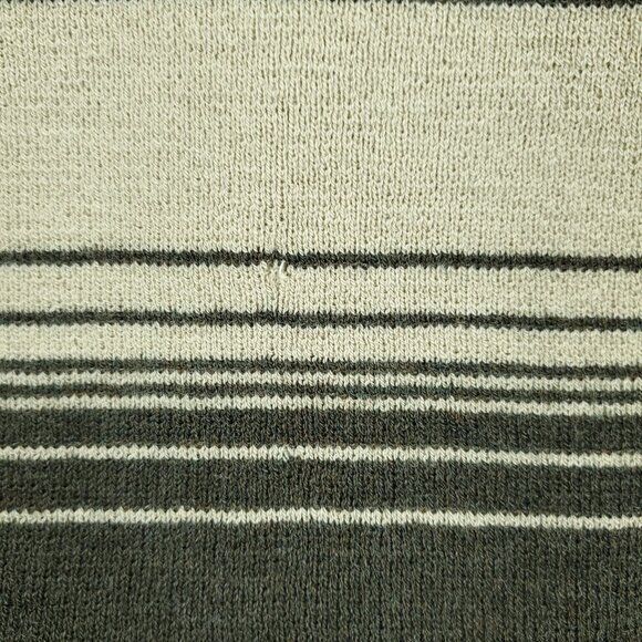 VTG 90s/2000s 100% Wool Knit Boat Neck Top PM Green/Cream/Black Stripe - Picture 14 of 16